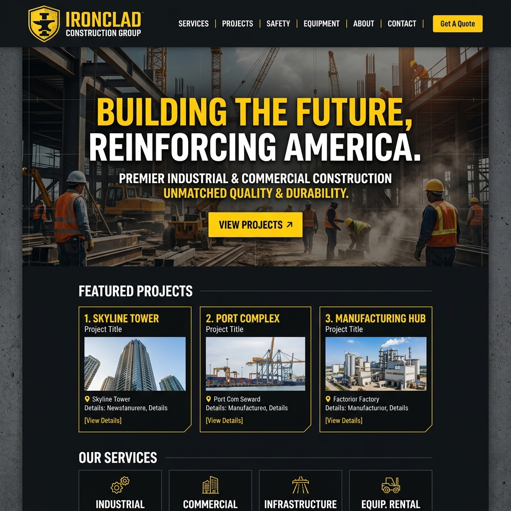 Industrial Construction Website Mockup